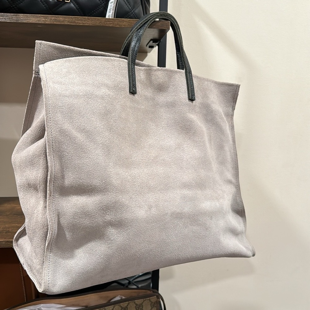 Clare V Simple Tote in Soft Gray Suede